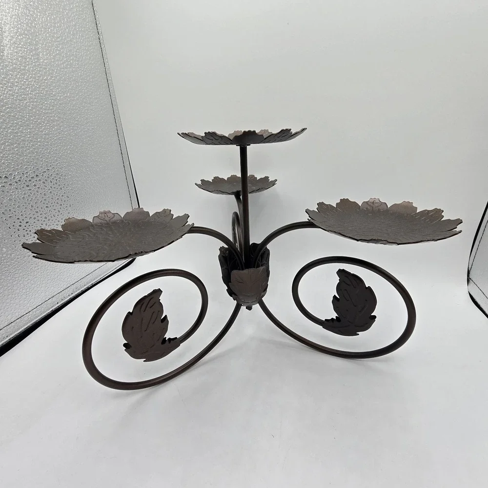 Vintage PartyLite P7528 Leaf Viking Metal Candle‎ Holder